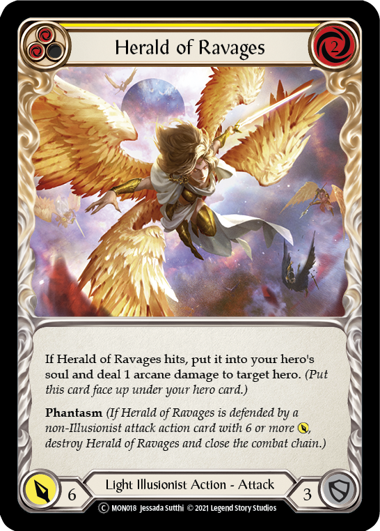 Herald of Ravages (Yellow) [U-MON018] (Monarch Unlimited)  Unlimited Normal | Kessel Run Games Inc. 