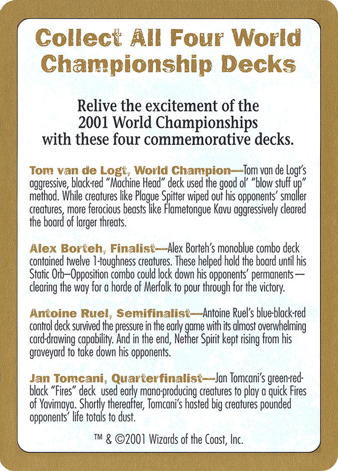 2001 World Championships Ad [World Championship Decks 2001] | Kessel Run Games Inc. 