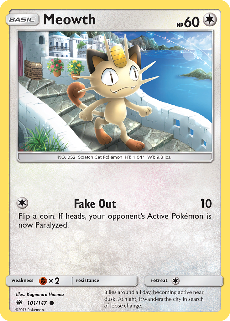 Meowth (101/147) [Sun & Moon: Burning Shadows] | Kessel Run Games Inc. 