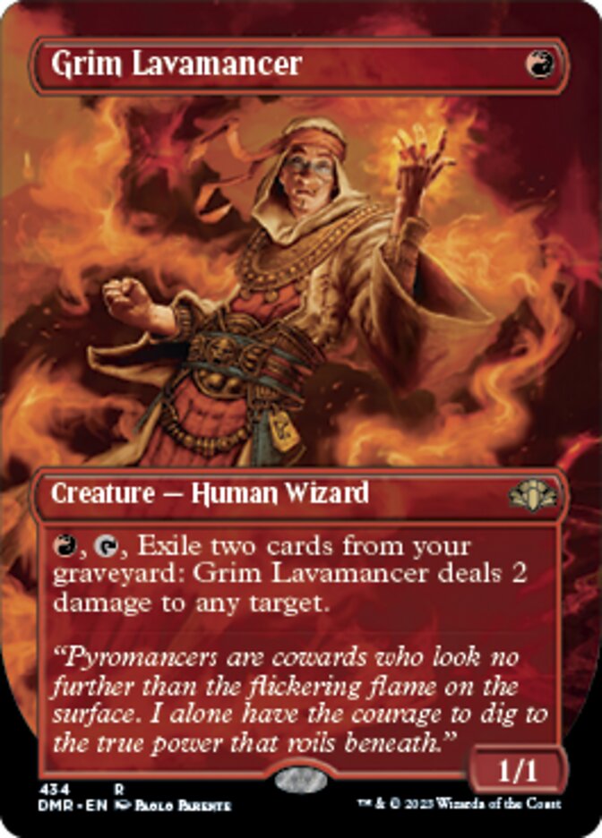 Grim Lavamancer (Borderless Alternate Art) [Dominaria Remastered] | Kessel Run Games Inc. 