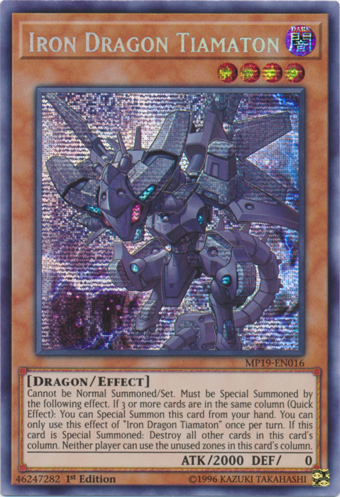 Iron Dragon Tiamaton [MP19-EN016] Prismatic Secret Rare | Kessel Run Games Inc. 