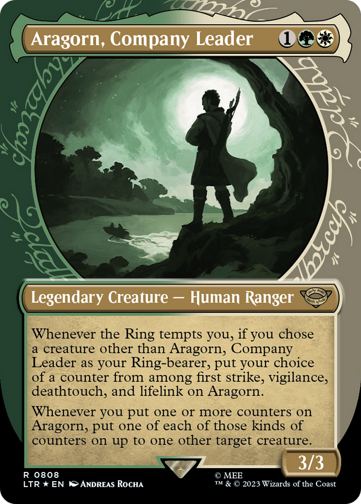 Aragorn, Company Leader (Showcase) (Surge Foil) [The Lord of the Rings: Tales of Middle-Earth] | Kessel Run Games Inc. 