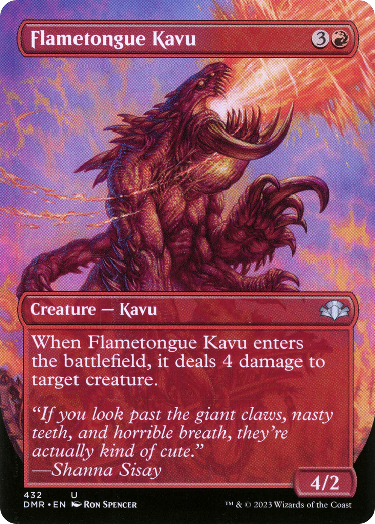 Flametongue Kavu (Borderless Alternate Art) [Dominaria Remastered] | Kessel Run Games Inc. 