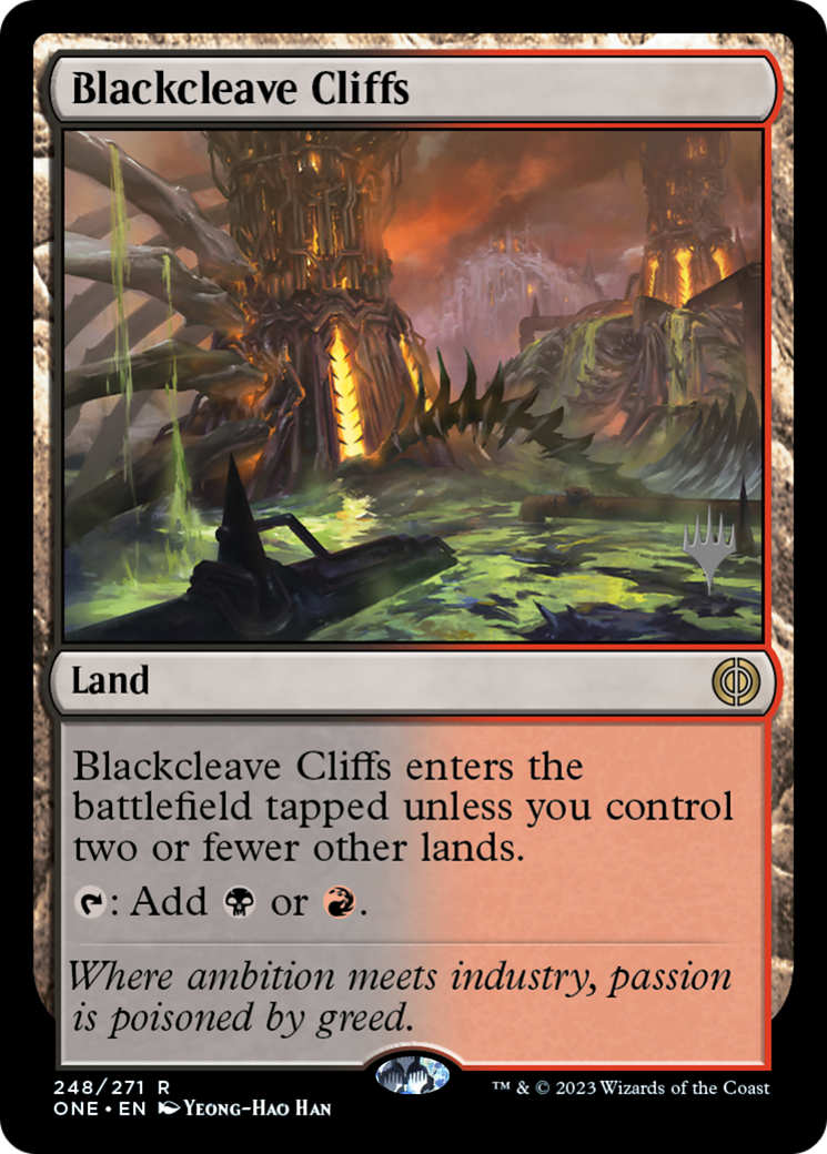 Blackcleave Cliffs (Promo Pack) [Phyrexia: All Will Be One Promos] | Kessel Run Games Inc. 