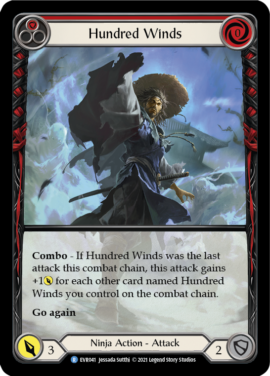Hundred Winds (Red) [EVR041] (Everfest)  1st Edition Extended Art Rainbow Foil | Kessel Run Games Inc. 