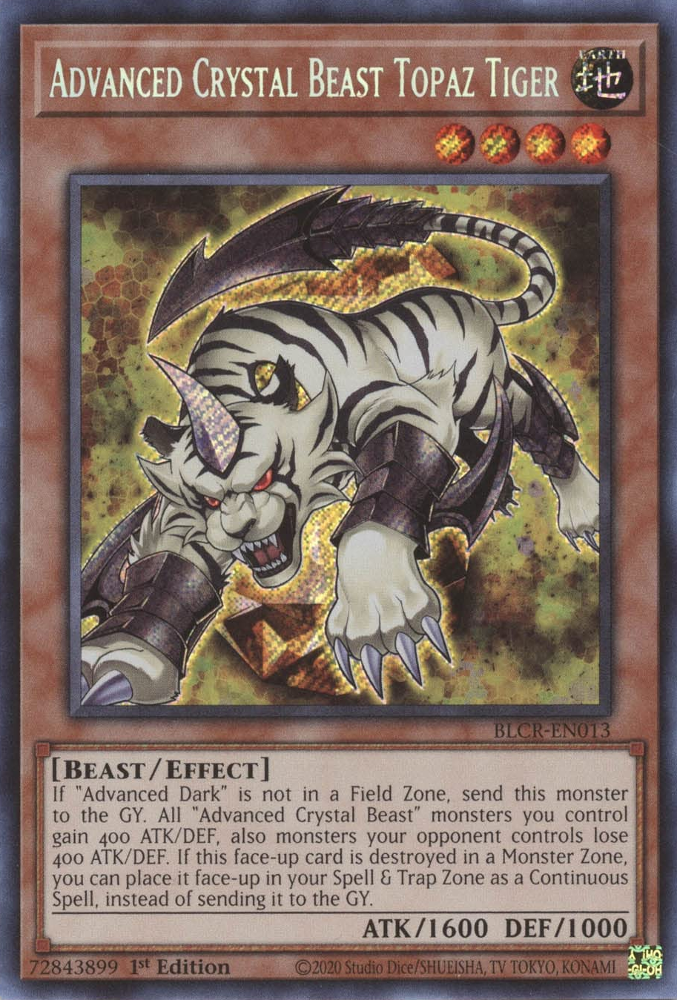 Advanced Crystal Beast Topaz Tiger [BLCR-EN013] Secret Rare | Kessel Run Games Inc. 