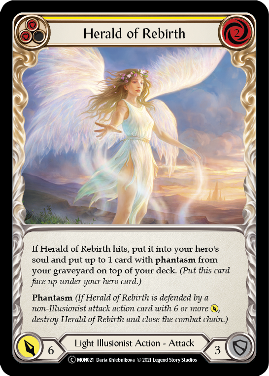 Herald of Rebirth (Yellow) [U-MON021-RF] (Monarch Unlimited)  Unlimited Rainbow Foil | Kessel Run Games Inc. 