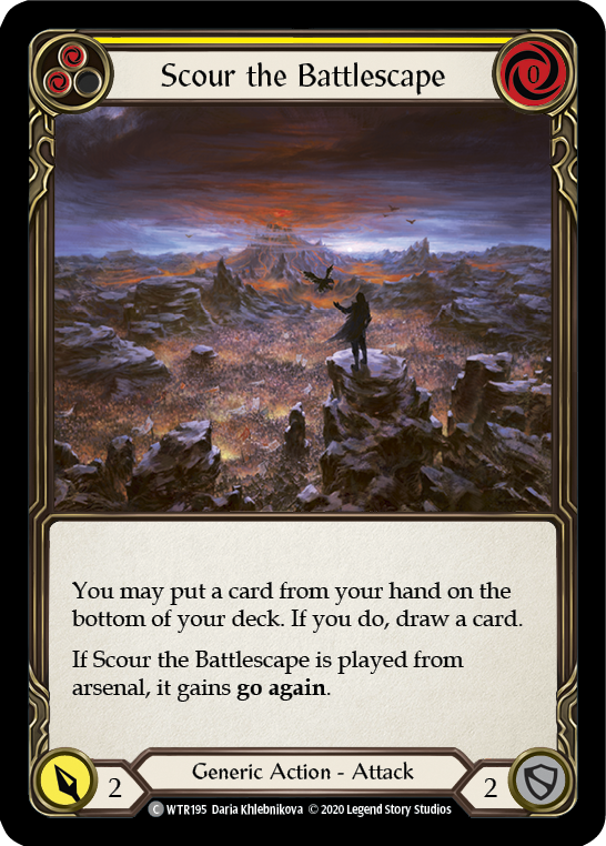 Scour the Battlescape (Yellow) [U-WTR195] (Welcome to Rathe Unlimited)  Unlimited Rainbow Foil | Kessel Run Games Inc. 