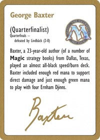 1996 George Baxter Biography Card [World Championship Decks] | Kessel Run Games Inc. 