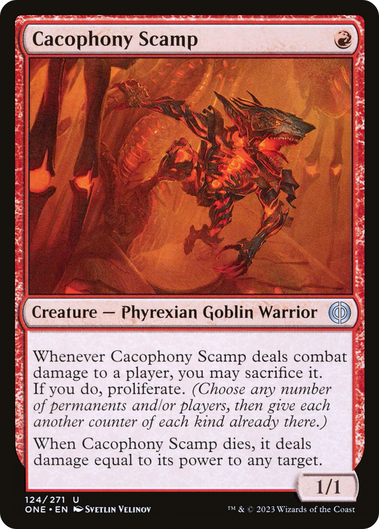 Cacophony Scamp [Phyrexia: All Will Be One] | Kessel Run Games Inc. 