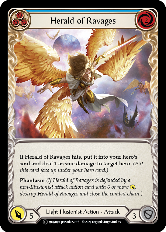 Herald of Ravages (Blue) [U-MON019] (Monarch Unlimited)  Unlimited Normal | Kessel Run Games Inc. 