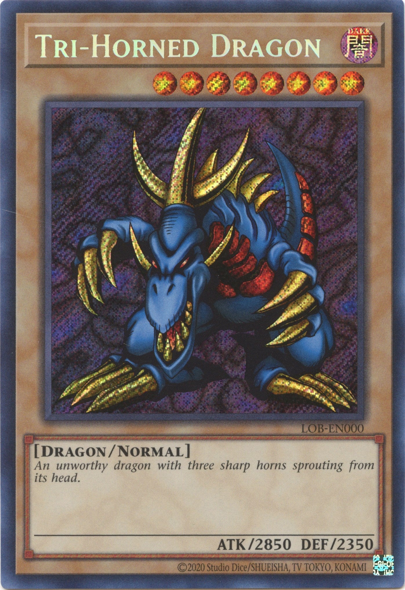 Tri-Horned Dragon (25th Anniversary) [LOB-EN000] Secret Rare | Kessel Run Games Inc. 