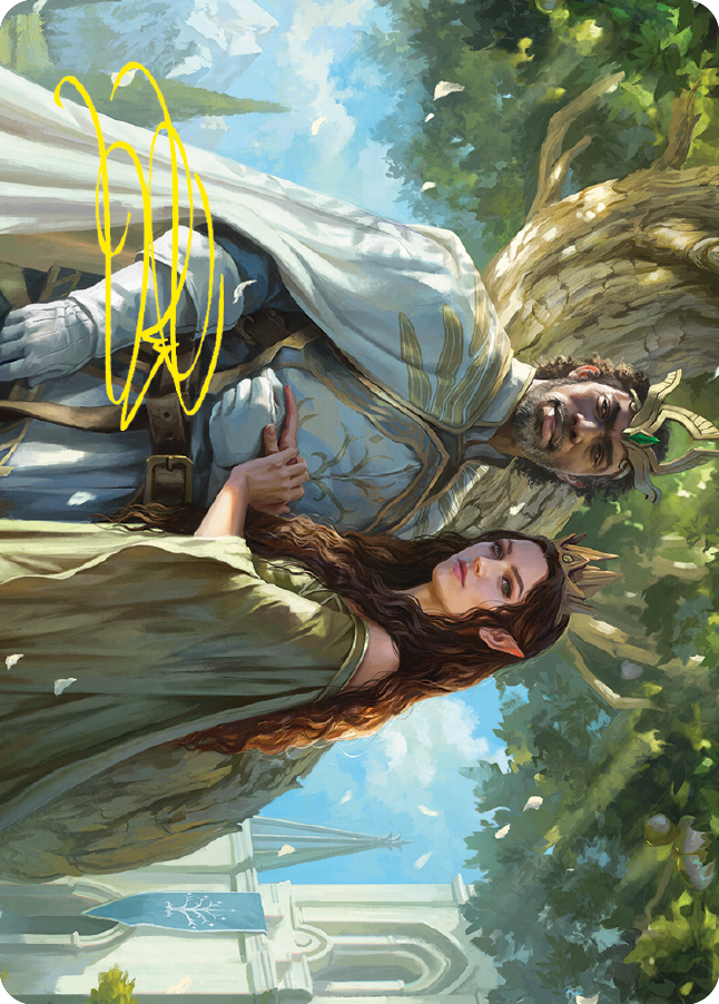 Aragorn and Arwen, Wed Art Card (Gold-Stamped Signature) [The Lord of the Rings: Tales of Middle-earth Art Series] | Kessel Run Games Inc. 