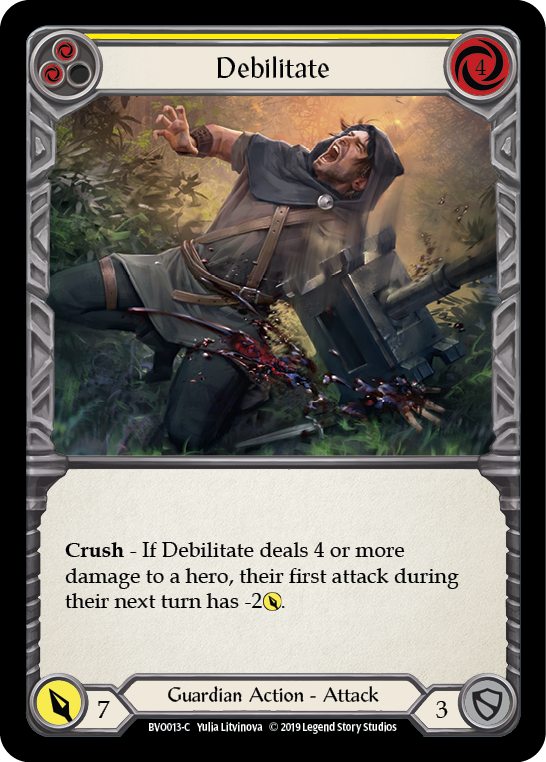 Debilitate (Yellow) [BVO013-C] (Bravo Hero Deck)  1st Edition Normal | Kessel Run Games Inc. 