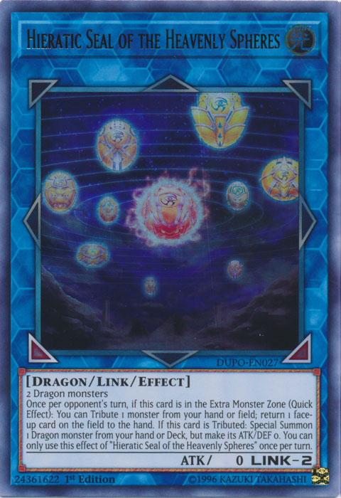 Hieratic Seal of the Heavenly Spheres [DUPO-EN027] Ultra Rare | Kessel Run Games Inc. 