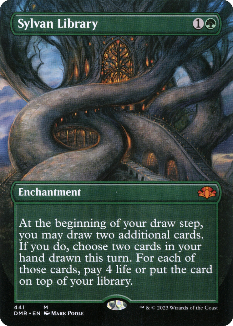 Sylvan Library (Borderless Alternate Art) [Dominaria Remastered] | Kessel Run Games Inc. 