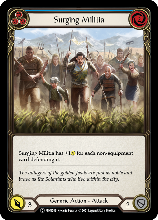 Surging Militia (Blue) [U-MON289-RF] (Monarch Unlimited)  Unlimited Rainbow Foil | Kessel Run Games Inc. 