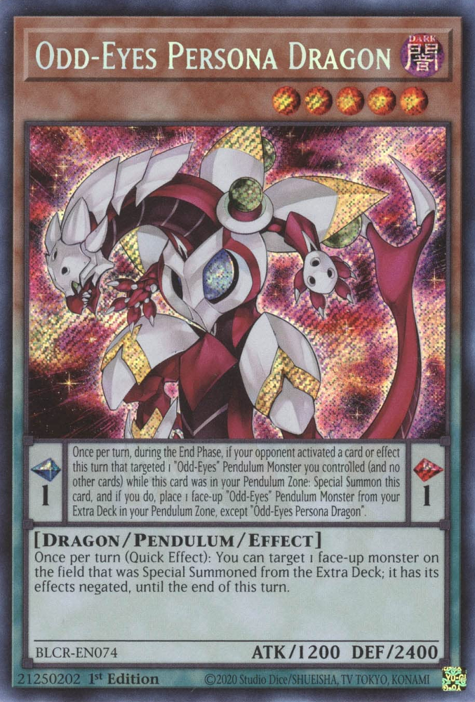 Odd-Eyes Persona Dragon [BLCR-EN074] Secret Rare | Kessel Run Games Inc. 