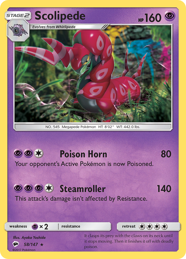 Scolipede (58/147) [Sun & Moon: Burning Shadows] | Kessel Run Games Inc. 