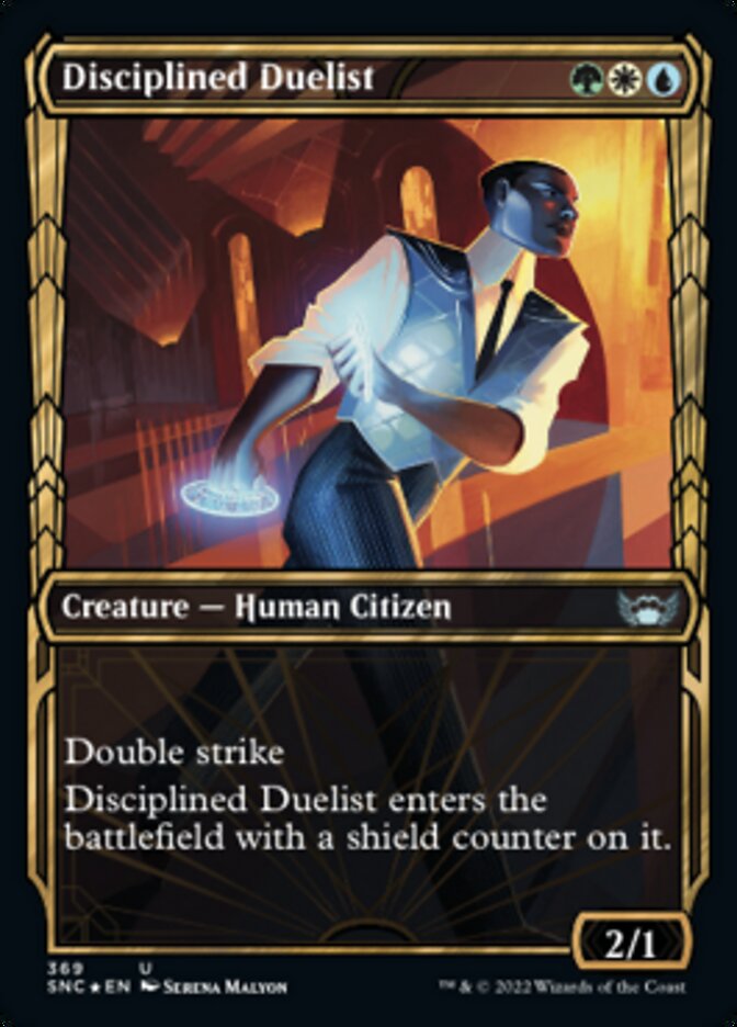 Disciplined Duelist (Showcase Golden Age Gilded Foil) [Streets of New Capenna] | Kessel Run Games Inc. 