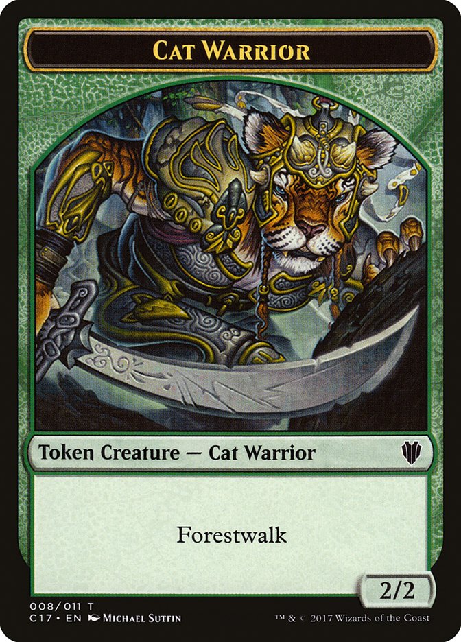 Cat Warrior (008) // Rat (003) Double-Sided Token [Commander 2017 Tokens] | Kessel Run Games Inc. 