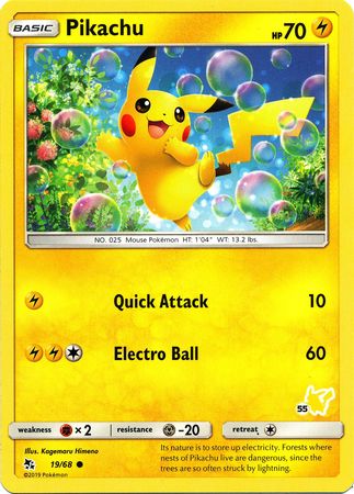 Pikachu (19/68) (Pikachu Stamp #55) [Battle Academy 2020] | Kessel Run Games Inc. 