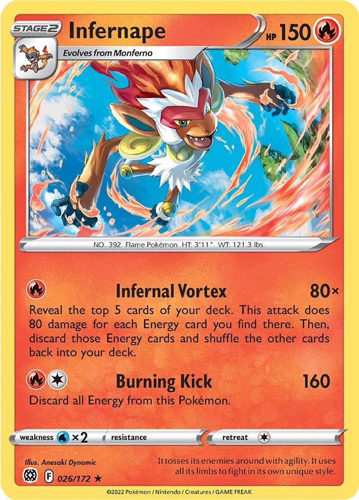 Infernape (026/172) (Theme Deck Exclusive) [Sword & Shield: Brilliant Stars] | Kessel Run Games Inc. 