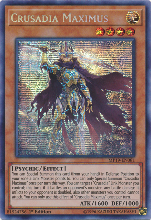 Crusadia Maximus [MP19-EN081] Prismatic Secret Rare | Kessel Run Games Inc. 