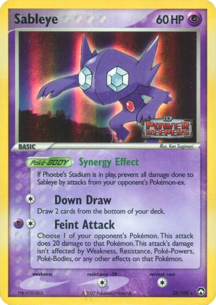 Sableye (22/108) (Stamped) [EX: Power Keepers] | Kessel Run Games Inc. 