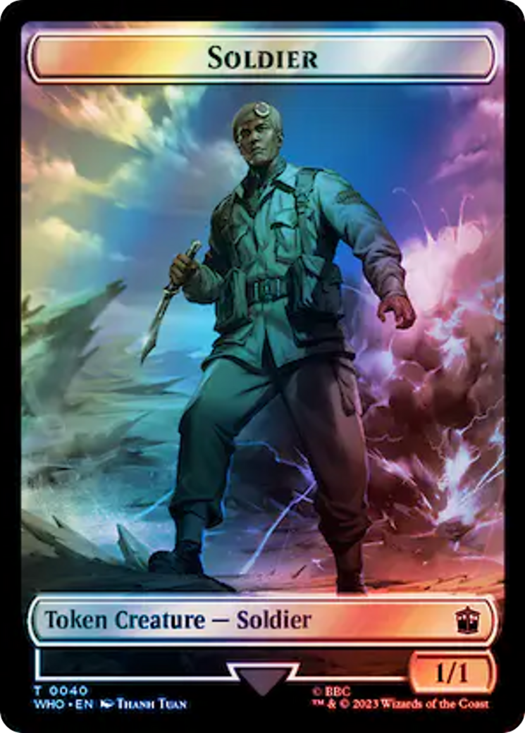 Soldier // Cyberman Double-Sided Token (Surge Foil) [Doctor Who Tokens] | Kessel Run Games Inc. 