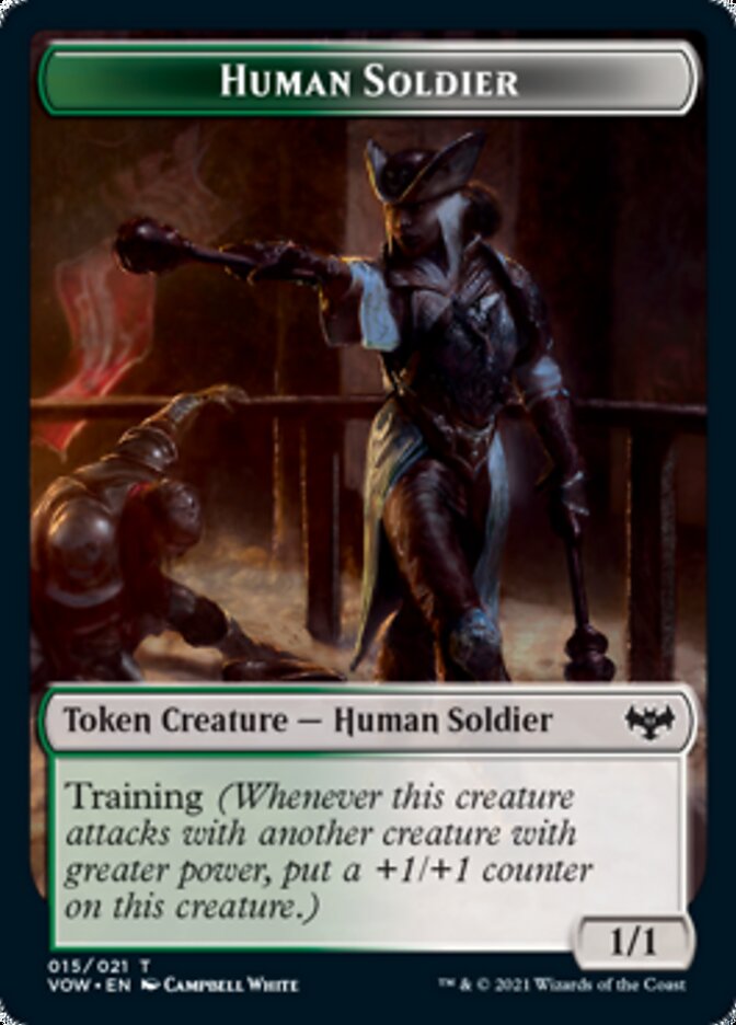 Zombie (008) // Human Soldier Double-Sided Token [Innistrad: Crimson Vow Tokens] | Kessel Run Games Inc. 