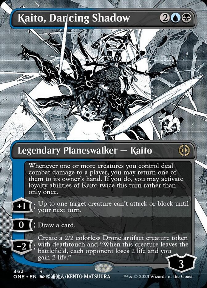Kaito, Dancing Shadow (Borderless Manga Step-and-Compleat Foil) [Phyrexia: All Will Be One] | Kessel Run Games Inc. 
