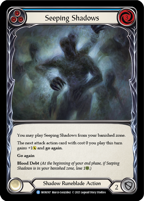 Seeping Shadows (Blue) [MON167-RF] (Monarch)  1st Edition Rainbow Foil | Kessel Run Games Inc. 