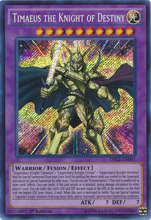 Timaeus the Knight of Destiny [DRL2-EN001] Secret Rare | Kessel Run Games Inc. 