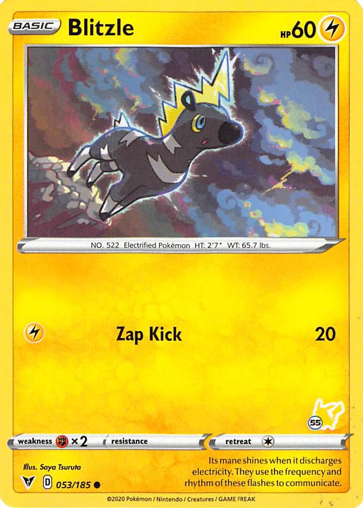 Blitzle (053/185) (Pikachu Stamp #55) [Battle Academy 2022] | Kessel Run Games Inc. 
