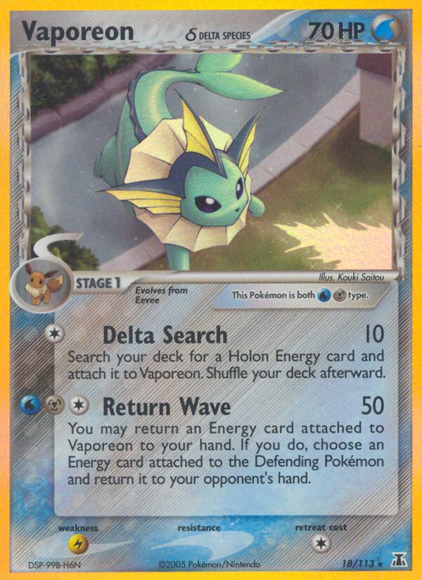 Vaporeon (18/113) (Delta Species) [EX: Delta Species] | Kessel Run Games Inc. 