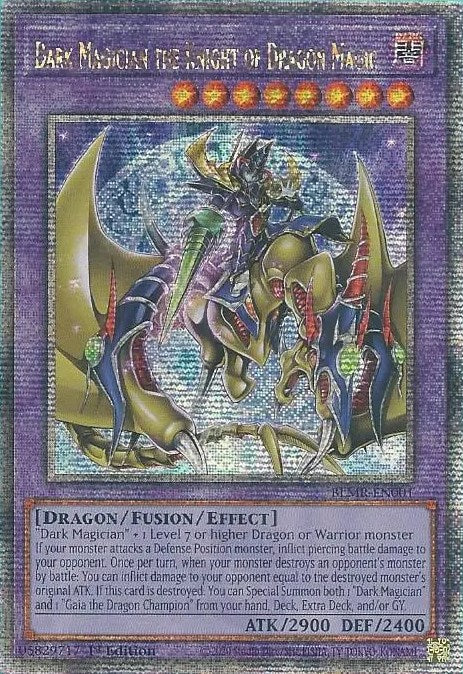 Dark Magician the Knight of Dragon Magic [BLMR-EN001] Quarter Century Secret Rare | Kessel Run Games Inc. 