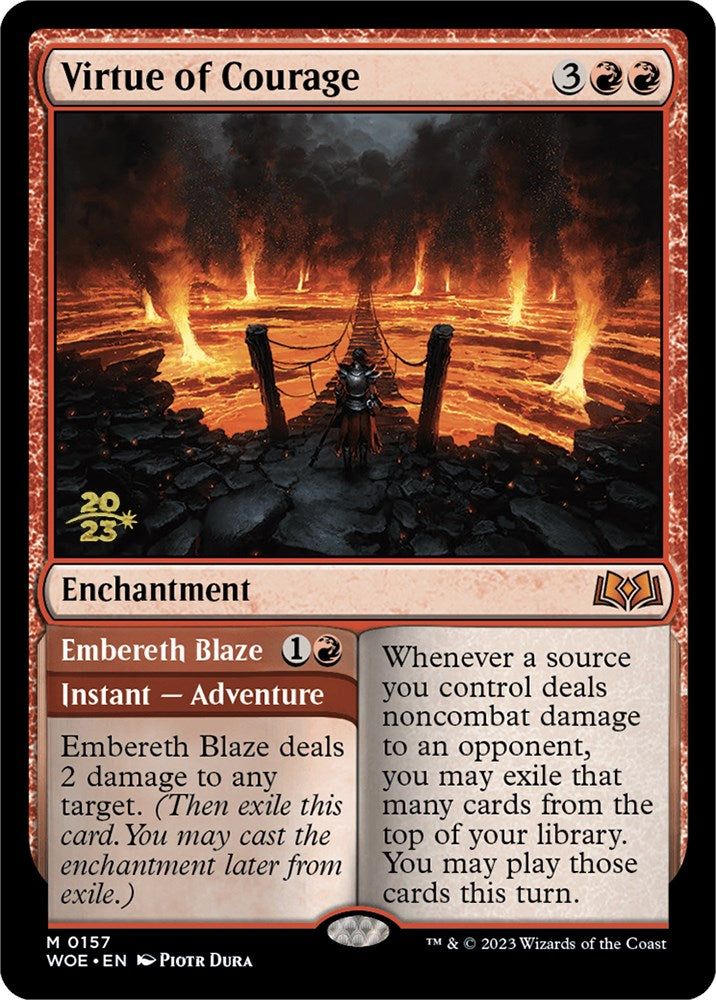 Virtue of Courage // Embereth Blaze [Wilds of Eldraine Prerelease Promos] | Kessel Run Games Inc. 