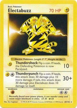 Electabuzz (20/102) [Base Set Shadowless Unlimited] | Kessel Run Games Inc. 