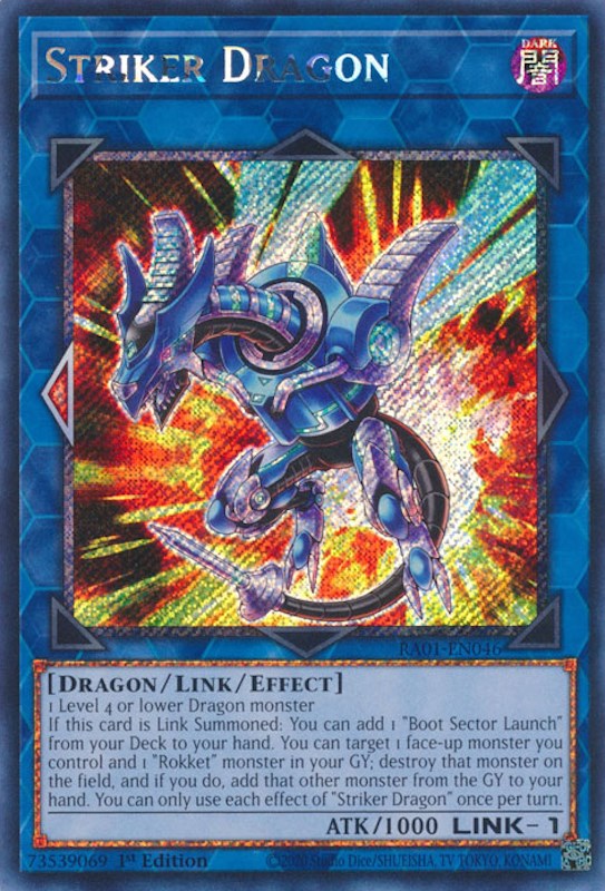 Striker Dragon [RA01-EN046] Platinum Secret Rare | Kessel Run Games Inc. 