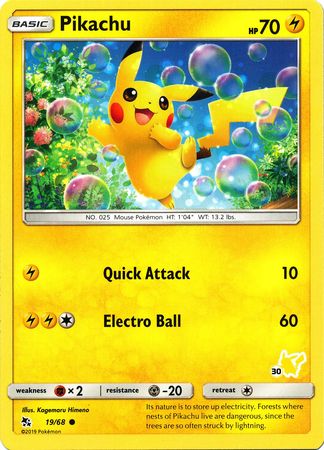 Pikachu (19/68) (Pikachu Stamp #30) [Battle Academy 2020] | Kessel Run Games Inc. 