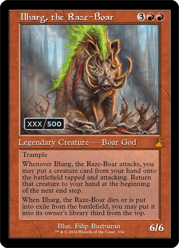 Ilharg, the Raze-Boar (Retro) (Serialized) [Ravnica Remastered] | Kessel Run Games Inc. 