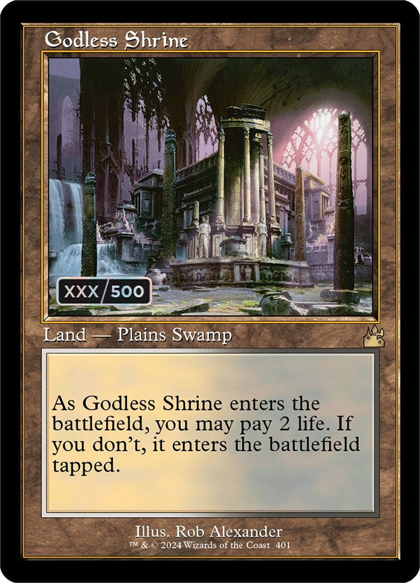 Godless Shrine (Retro) (Serialized) [Ravnica Remastered] | Kessel Run Games Inc. 