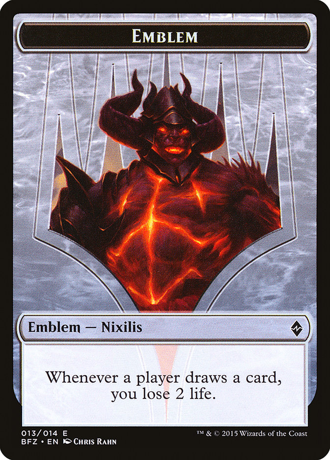 Ob Nixilis Reignited Emblem [Battle for Zendikar Tokens] | Kessel Run Games Inc. 