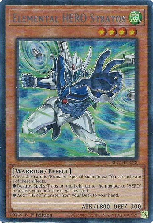 Elemental HERO Stratos (Alternate Art) (Silver) [BLC1-EN022] Ultra Rare | Kessel Run Games Inc. 