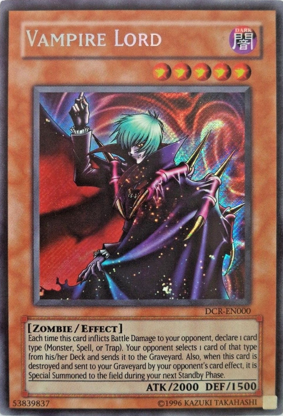 Vampire Lord [DCR-EN000] Secret Rare | Kessel Run Games Inc. 