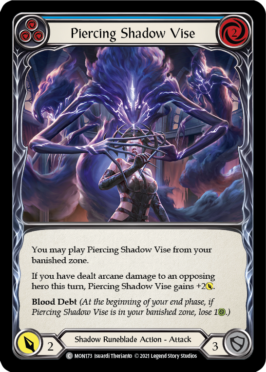 Piercing Shadow Vise (Blue) [MON173-RF] (Monarch)  1st Edition Rainbow Foil | Kessel Run Games Inc. 