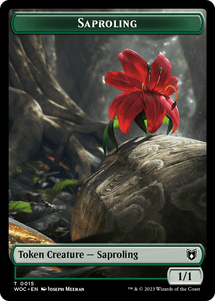 Faerie // Saproling Double-Sided Token [Wilds of Eldraine Commander Tokens] | Kessel Run Games Inc. 