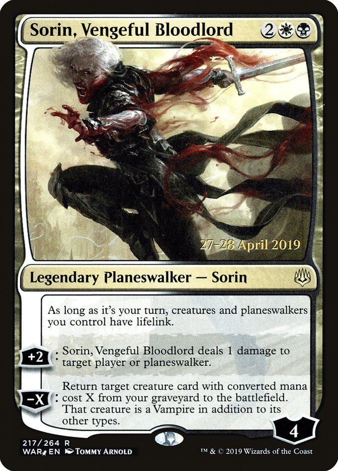 Sorin, Vengeful Bloodlord [War of the Spark Prerelease Promos] | Kessel Run Games Inc. 
