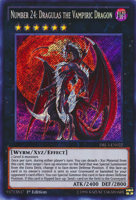 Number 24: Dragulas the Vampiric Dragon [DRL3-EN022] Secret Rare | Kessel Run Games Inc. 
